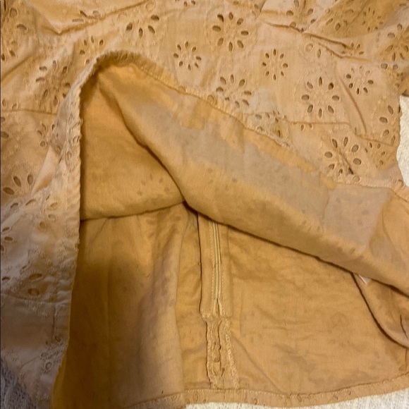 ASOS Tan Floral Eyelet Blouse with Balloon Sleeves and Empire Waist Boho Peasant - Picture 4 of 14